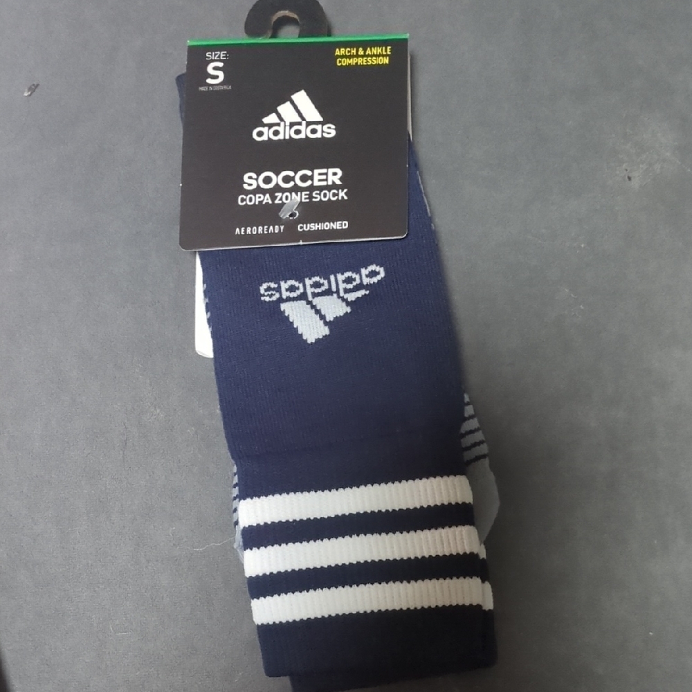 adidas Navy and White Soccer Socks Small